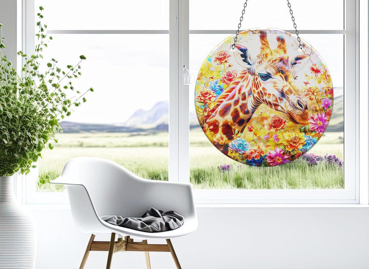 Giraffe Suncatcher Decor Stained Glass Suncatchers | Myphotostation
