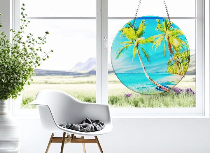 Palm Tree Tropical Suncatcher  Brighten Windows | Myphotostation
