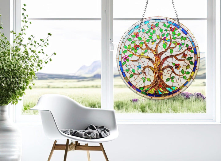 White Life of tree Suncatcher Decor Moon Suncatchers | Myphotostation
