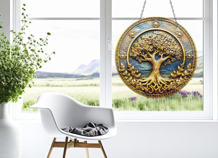 Metal Life of tree Suncatcher Elegant Tempered Glass Design for Windows | Myphotostation
