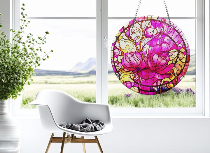 Colorful Floral Stained  Suncatcher Add Color with Stained Glass Suncatchers for Home | Myphotostation
