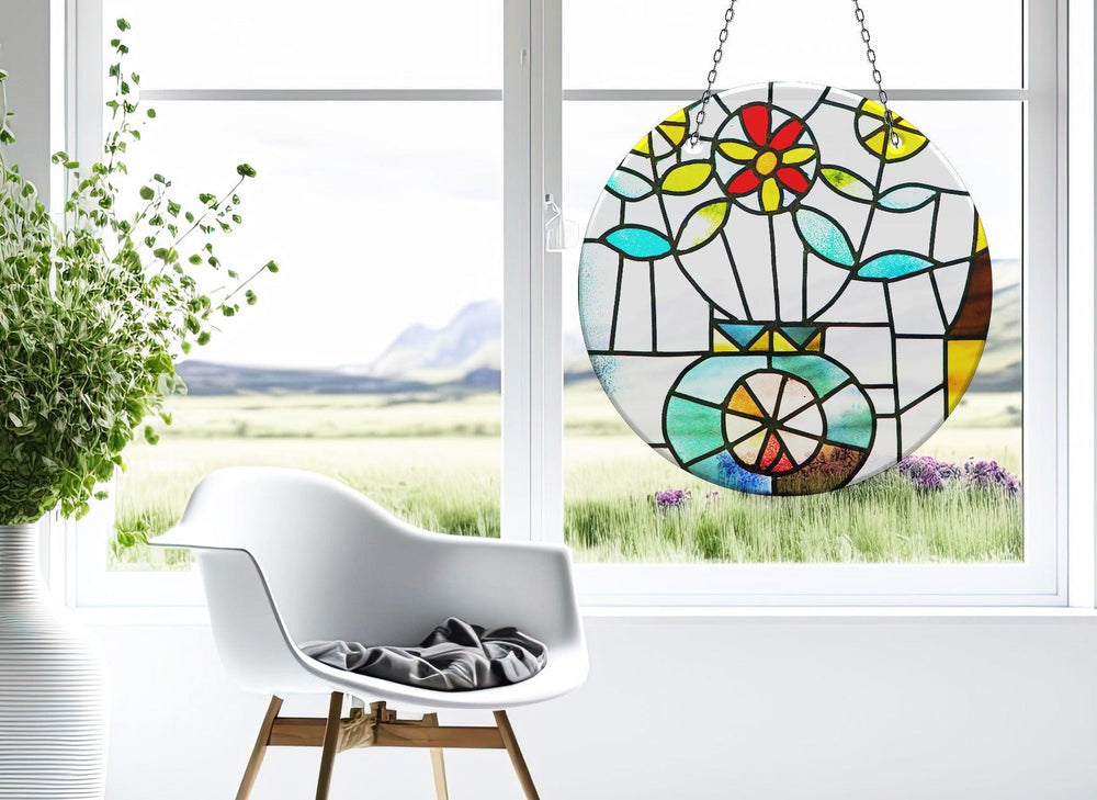 Stained White Flower Suncatcher Stained Glass Suncatchers | Myphotostation
