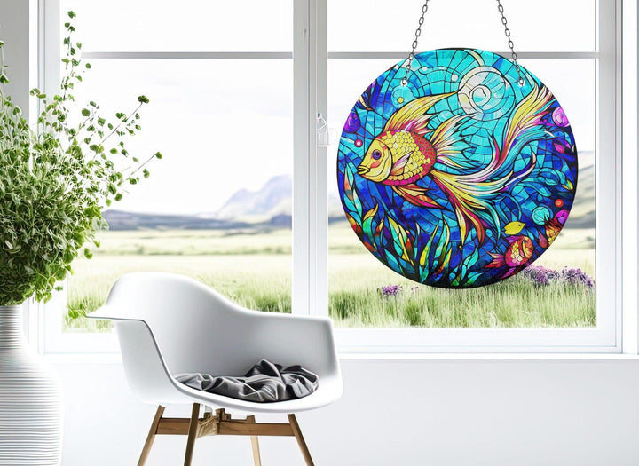 Gold Fish Suncatcher Decor Colorful Sun | Myphotostation 
