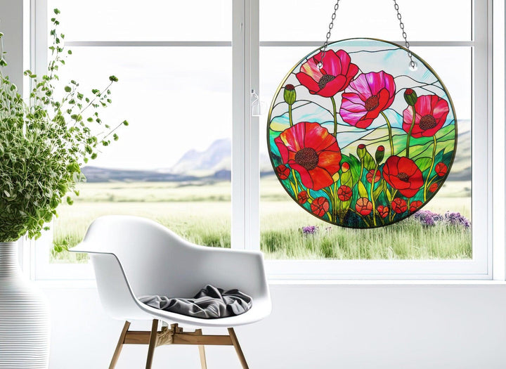 Red Poppy Flower Suncatcher Transform Windows with Suncatchers | Myphotostation
