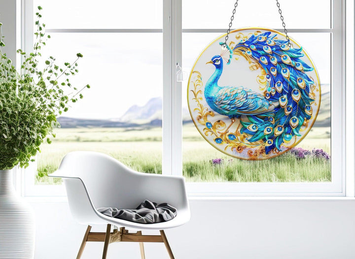 Blauer Pfau Sonnenfänger Dekor