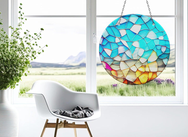 Stained Blue & Yellow Suncatcher Glass Suncatchers | Myphotostation
