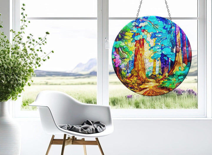 Landscape Painting Stained Suncatcher Colorful Sun | Myphotostation 

