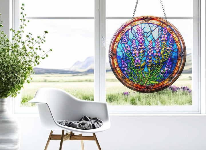 Lavender Feild Art  Stained  Suncatcher Perfect Gift | Myphotostation
