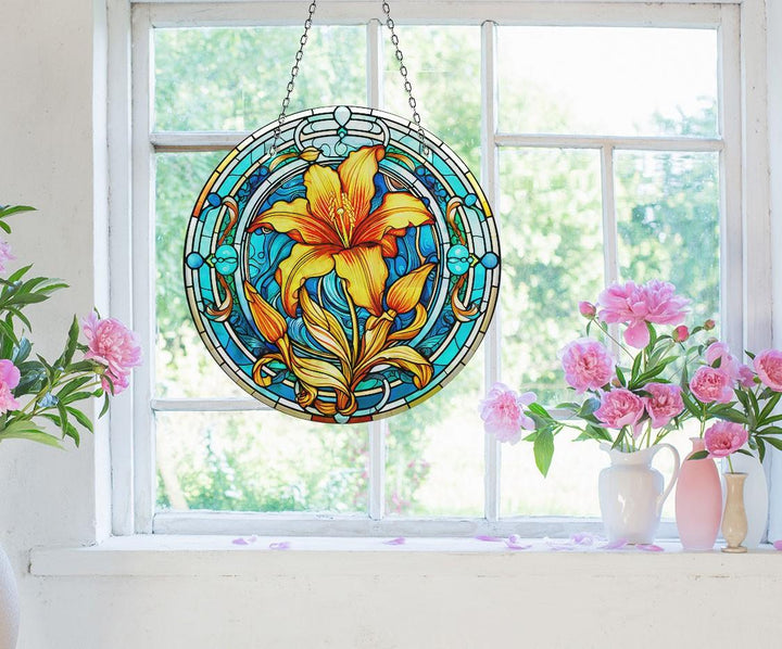 Orange Stained Flower Suncatcher Colorful Sun | Myphotostation 
