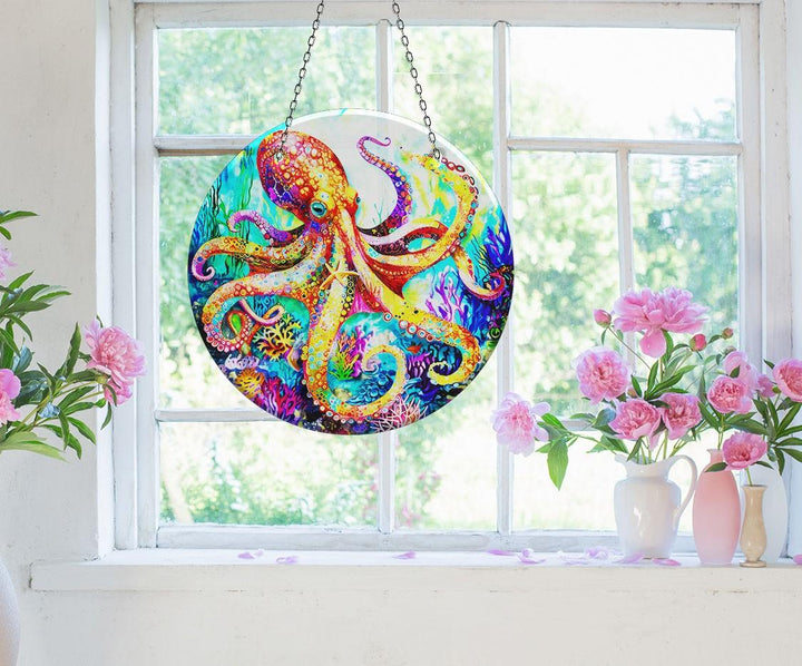Colored Octopus Suncatcher Glass Suncatchers | Myphotostation
