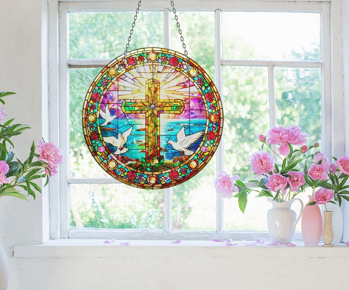 Peace Sign Jesus Suncatcher Perfect Gift | Myphotostation
