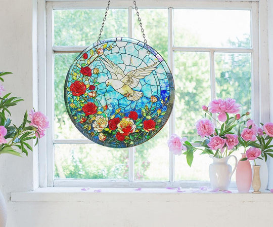 White Brids Stained Suncatcher Stained Glass Suncatchers | Myphotostation
