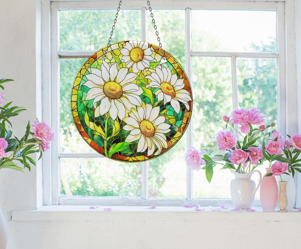 White Daisy Suncatcher Decor Sun Catcher for Window | Myphotostation
