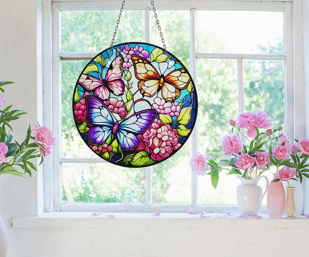Acchiappasole in vetro colorato con fiori. Decorazioni floreali per la casa. Acchiappasole in vetro per giardino. Decorazioni da parete per finestre. - Italia Acchiappasole in vetro colorato con fiori. Decorazioni floreali per la casa. Acchiappasole in vetro per giardino. Decorazioni da parete per finestre. - Italia