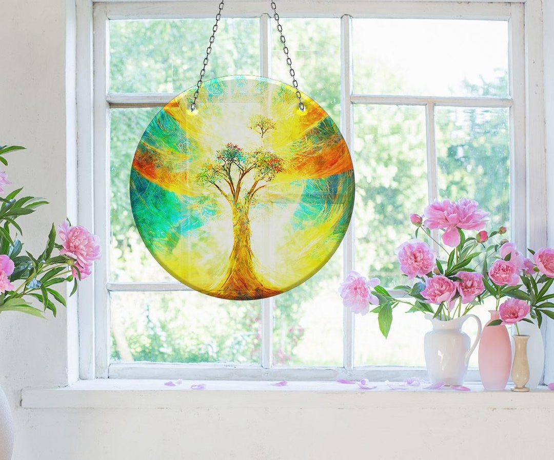Yellow Life of tree Suncatcher Decor Moon Suncatchers | Myphotostation
