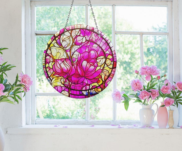 Colorful Floral Stained  Suncatcher Tempered Glass | Myphotostation
