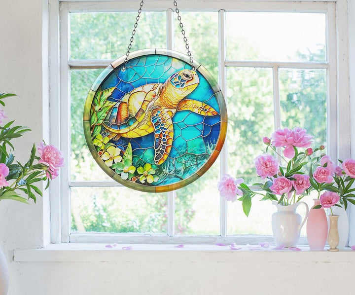 Seaturtle Suncatcher Decor Unique Stained Glass Suncatchers | Myphotostation
