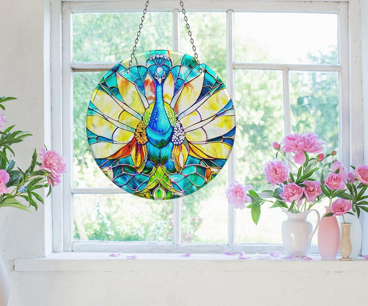 Peacock Blue Suncatcher Decor Moon Suncatchers | Myphotostation
