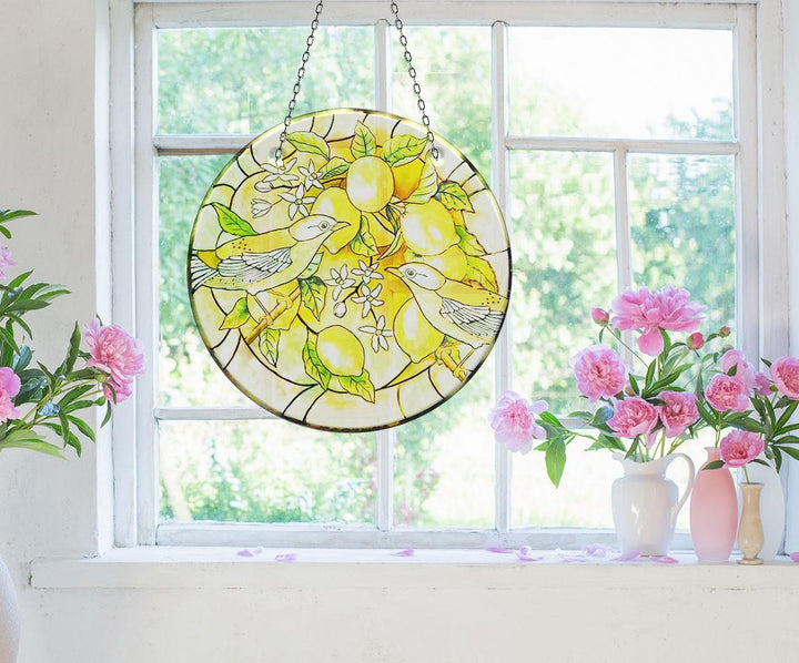 Birds & Lemon Tree Suncatcher Decor Perfect Gift | Myphotostation
