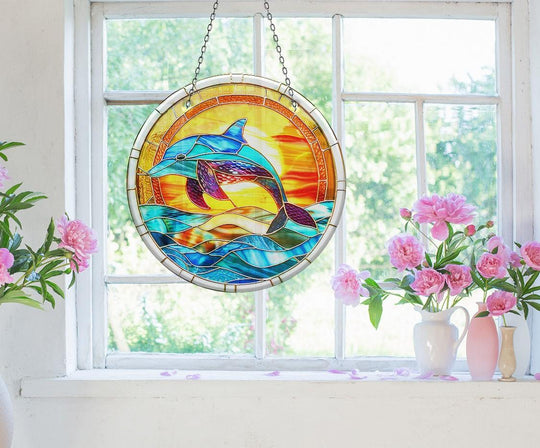 Colorful Dolphin Suncatcher Decor Sun Catcher for Window | Myphotostation
