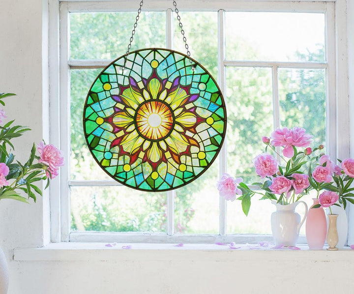 Colorful Stained Circle Suncatcher Colorful Sun | Myphotostation 
