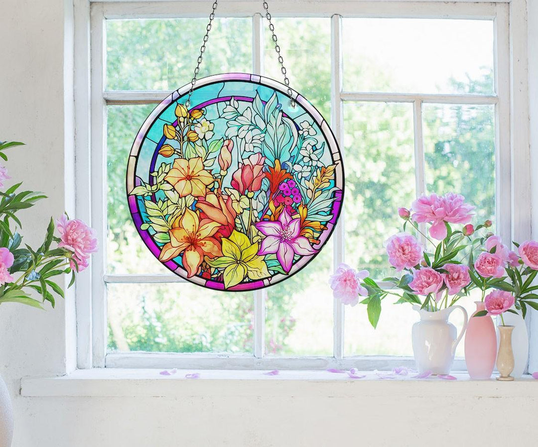 Colored Flowers Suncatcher Sun Catcher for Window | Myphotostation
