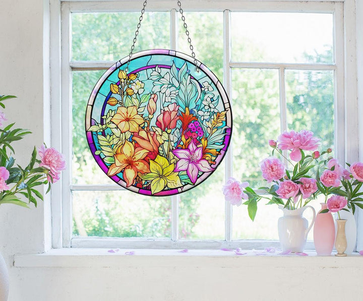 Colored Flowers Suncatcher Sun Catcher for Window | Myphotostation
