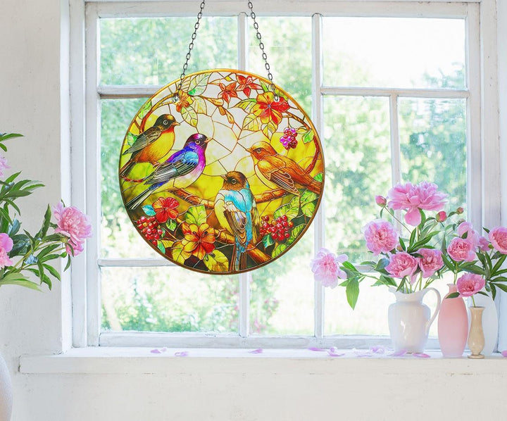 Multicolors Stained Birds Suncatcher Stained Glass Suncatchers | Myphotostation
