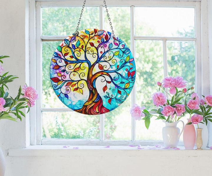 Colored Life of tree Suncatcher Unique Stained Glass Suncatchers | Myphotostation
