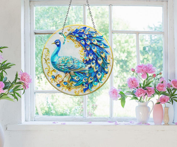 Blauer Pfau Sonnenfänger Dekor