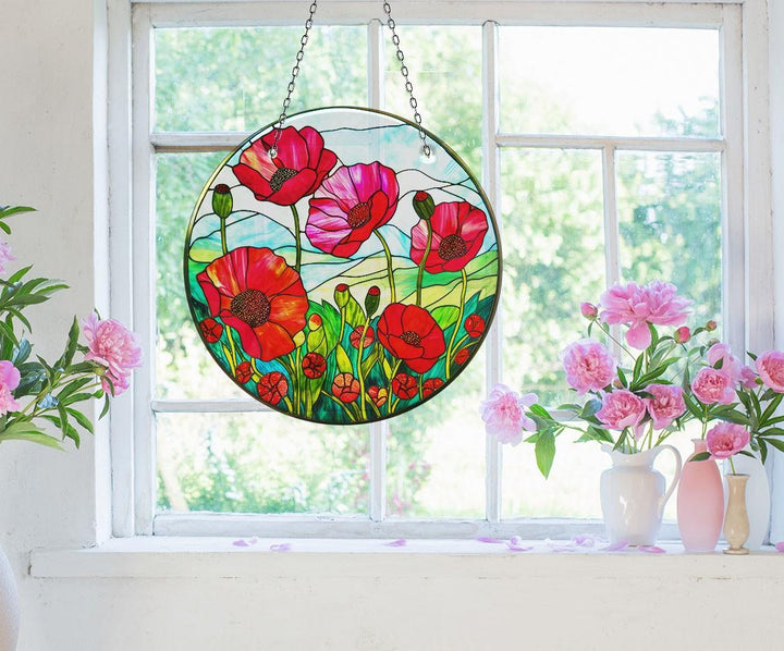 Red Poppy Flower Suncatcher Beautiful Home Decor | Myphotostation
