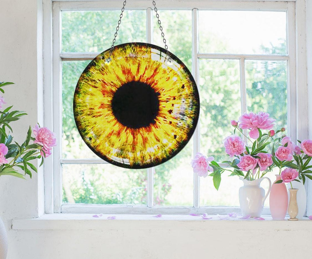 Yellow  Eye Suncatcher Decor Stained Glass Suncatchers | Myphotostation
