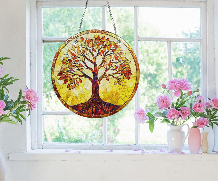 Orange Life of tree Suncatcher Transform Windows with Suncatchers | Myphotostation
