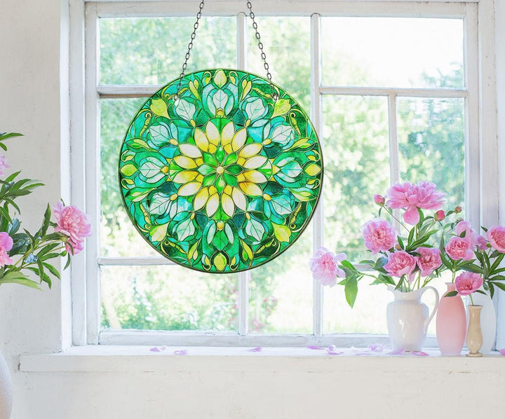Colorful Mandala Stained  Suncatcher Elegant Tempered Glass Design for Windows | Myphotostation
