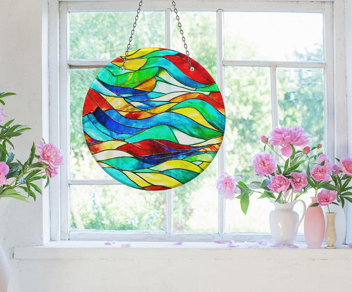 Colorful Abstract Line Suncatcher Moon Suncatchers | Myphotostation
