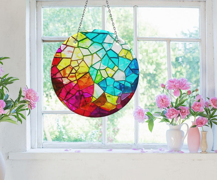 Colored Mosaic Design Suncatcher Colorful Sun | Myphotostation 
