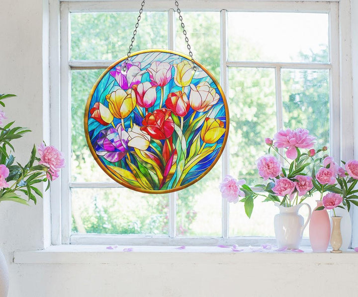 Vintage Floral Stained Suncatcher Perfect Gift | Myphotostation
