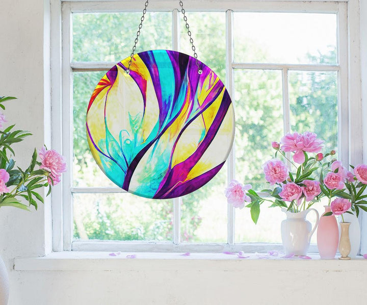 Purple Abstract Suncatcher Glass Suncatchers | Myphotostation
