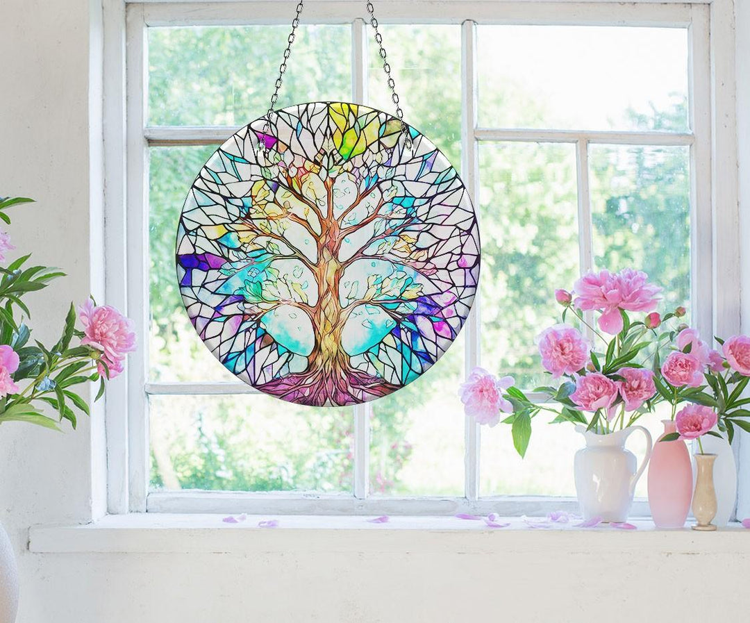 White Life of tree Suncatcher Unique Stained Glass Suncatchers | Myphotostation

