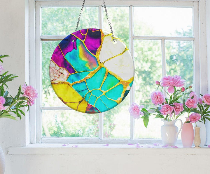 Marble Purple & Blue Suncatcher Stained Glass Suncatchers | Myphotostation
