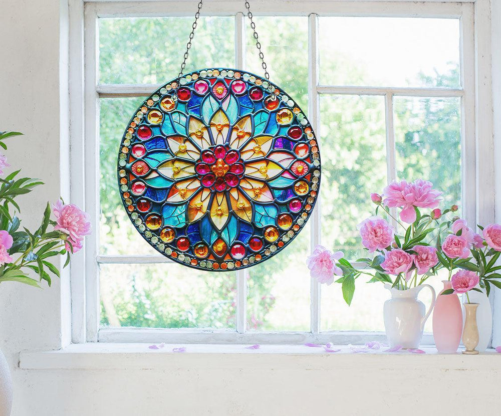 Colorful Mandala Stained  Suncatcher Sun Catcher for Window | Myphotostation
