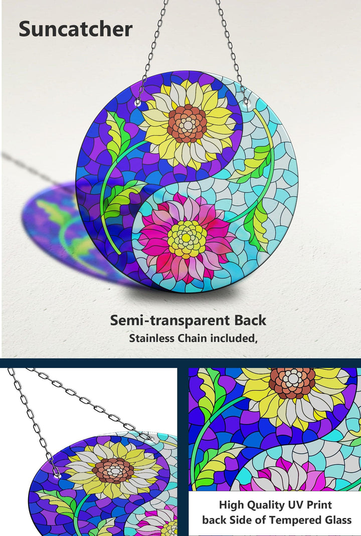 Gefärbter Blumen-Yin-Yang-Sonnenfänger
