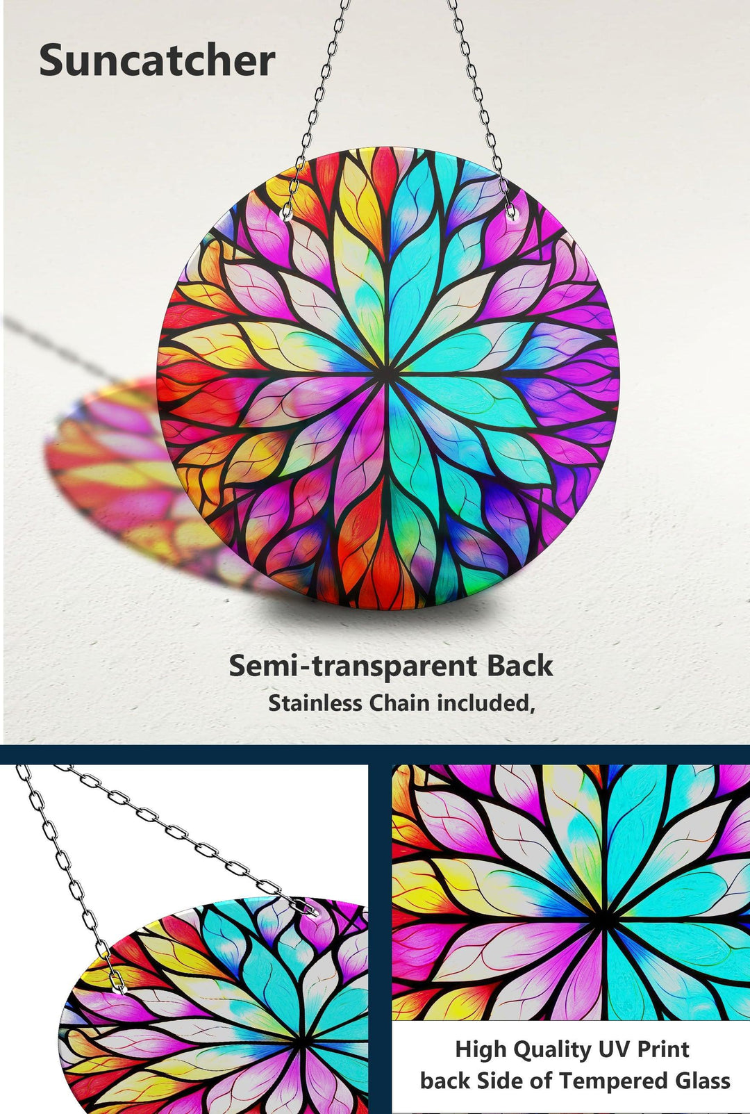 Colorful Stained  Flower Suncatcher
