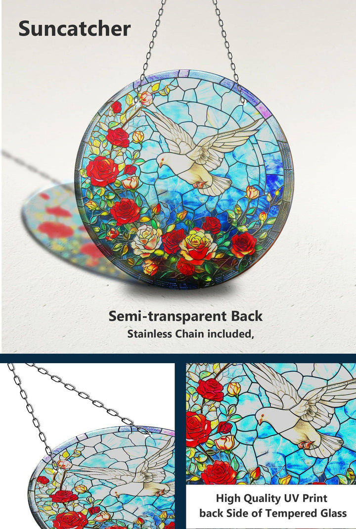 Weiß gebeizter Sonnenfänger mit Brids-Motiv