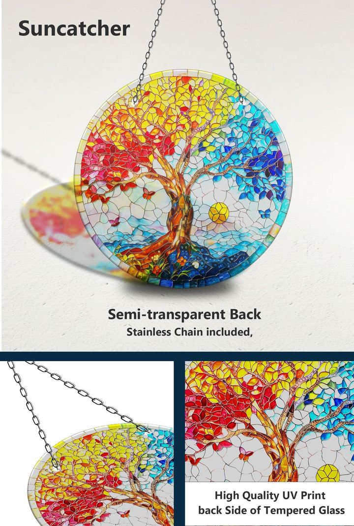 Blauer und roter Sonnenfänger „Leben des Baumes“