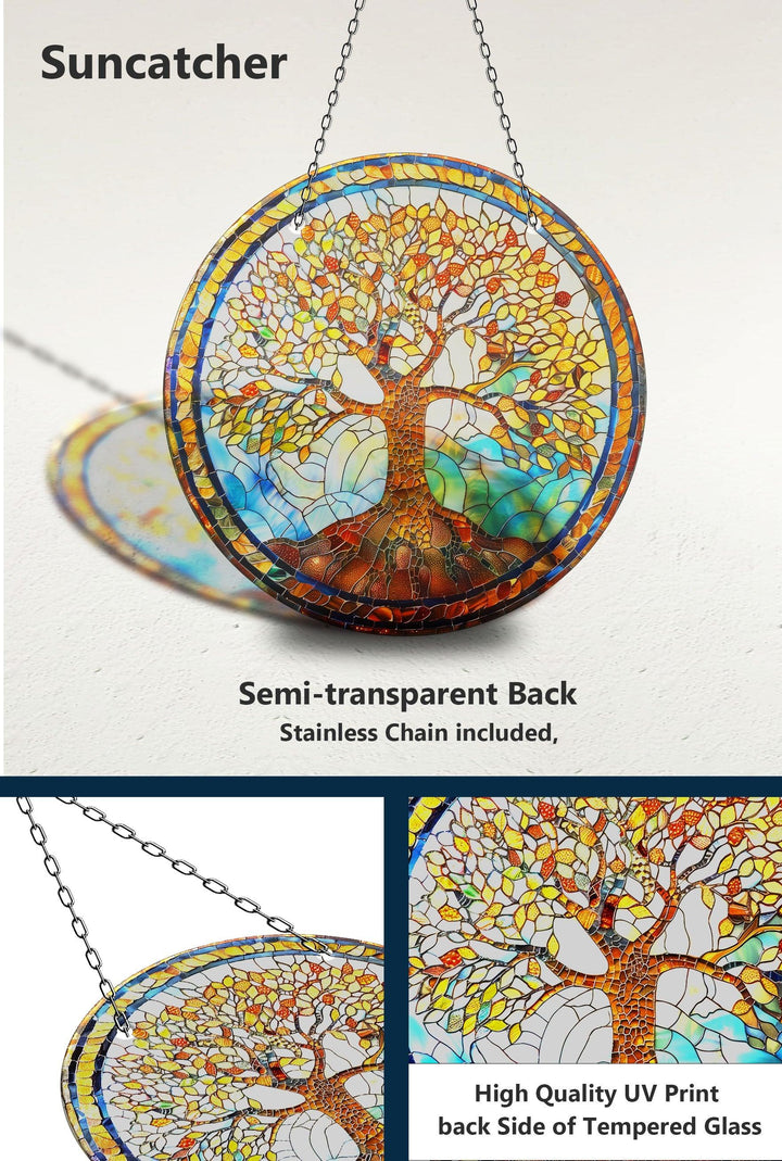 Goldener Sonnenfänger mit Baumleben-Motiv