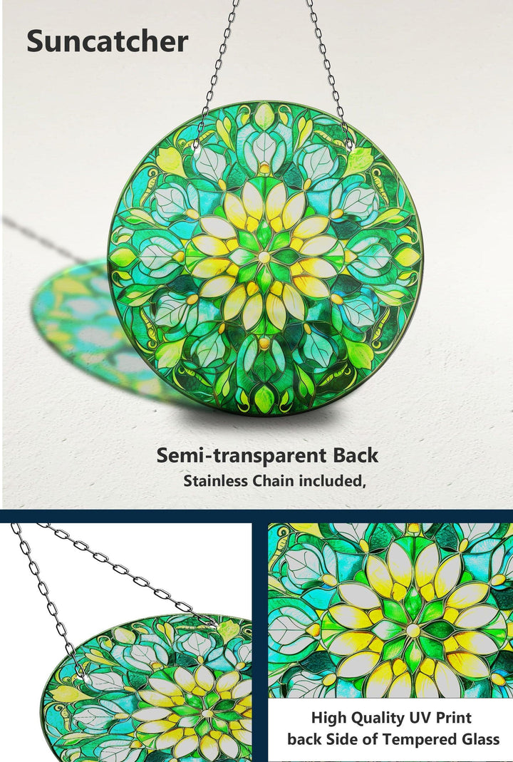 Green Mandala Stained  Suncatcher