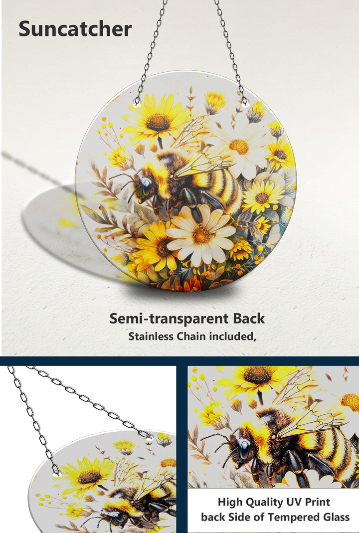 Sonnenfänger mit Bienen- und Gänseblümchen-Motiv