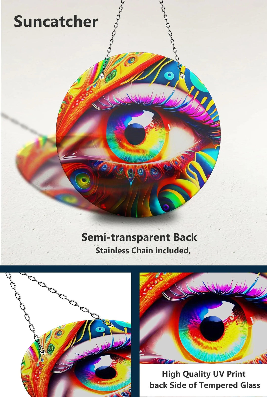 Colorful Eye Suncatcher Decor Tempered Glass - MyPhotoStation
