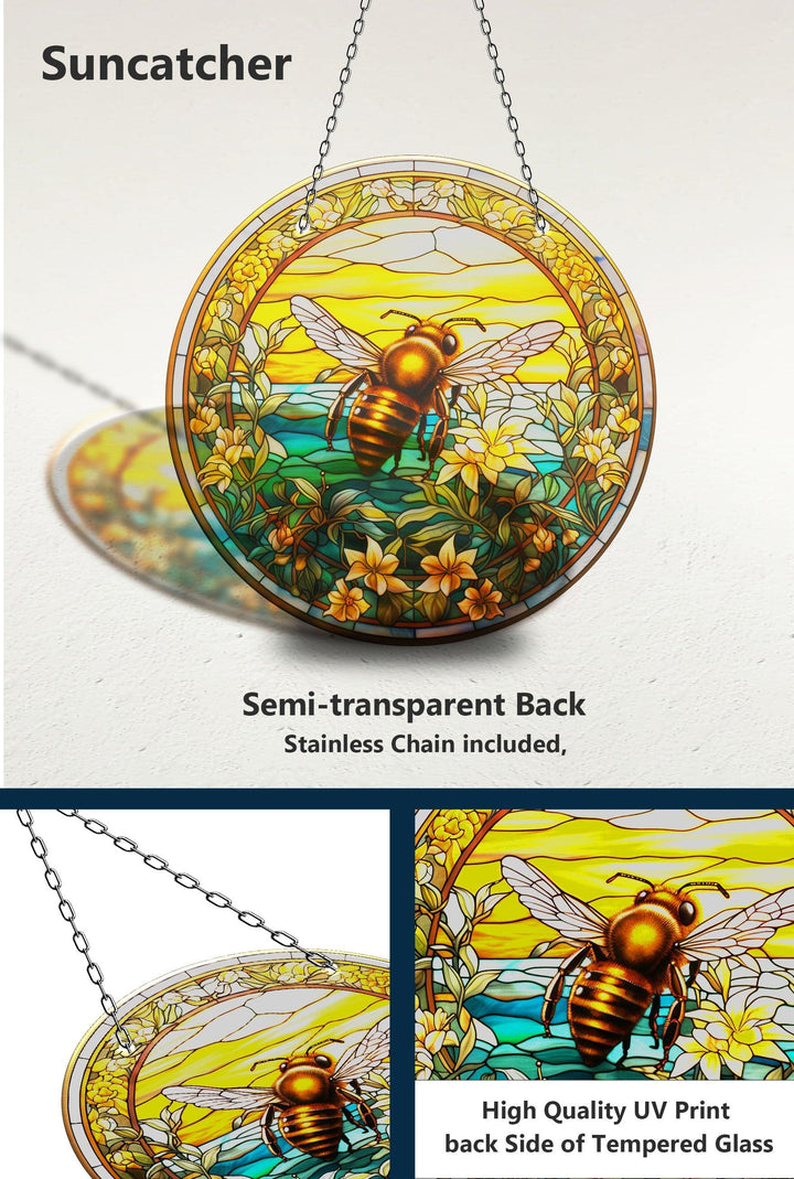 Stained with Bee Detail Suncatcher Decor